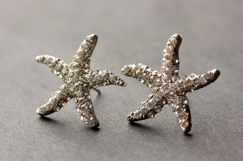 Strass Seestern Ohrringe. Silber Post Stern Silberne Ohrstecker. Handmade Schmuck von StumblingOnSainthood