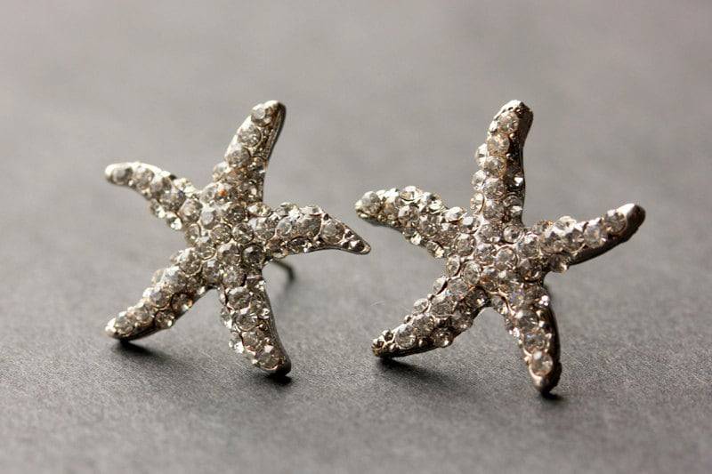 Strass Seestern Ohrringe. Silber Post Stern Silberne Ohrstecker. Handmade Schmuck von StumblingOnSainthood