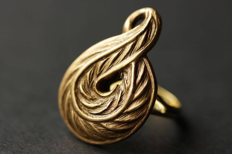 Unendlich Ring. Handgefertigter Knopfring. Antiker Gold Feder-Ring. Blatt-Ring. Verstellbarer Handgemachte Handmade Schmuck von StumblingOnSainthood