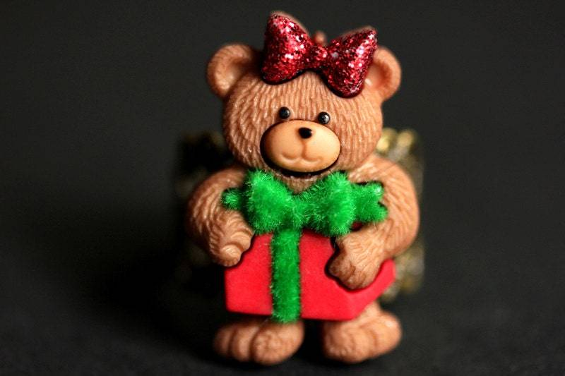 Urlaub Ring. Teddy Bär Ring Weihnachtsring. Weihnachtsschmuck. Verstellbarer Schmuck. Bronze-Ring von StumblingOnSainthood