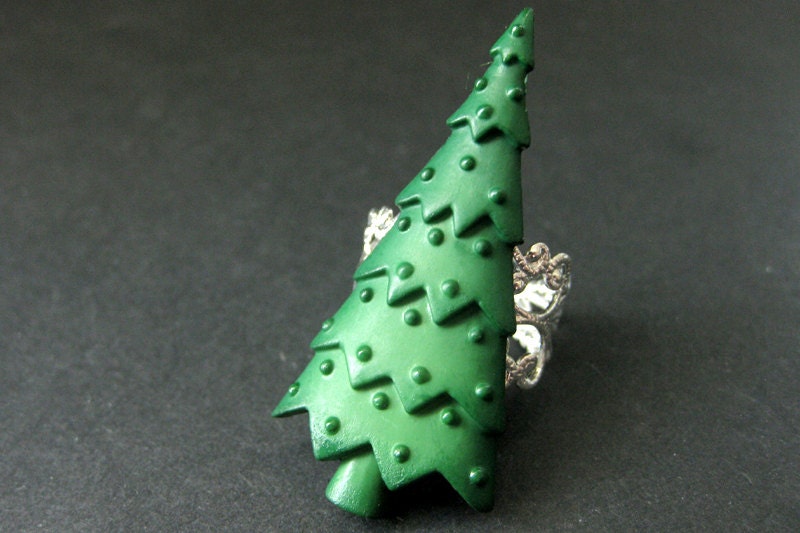 Weihnachtsbaum-Ring. Urlaub Ring. Weihnachts-Ring. Silber Filigrane Verstellbaren Handmade Schmuck von StumblingOnSainthood