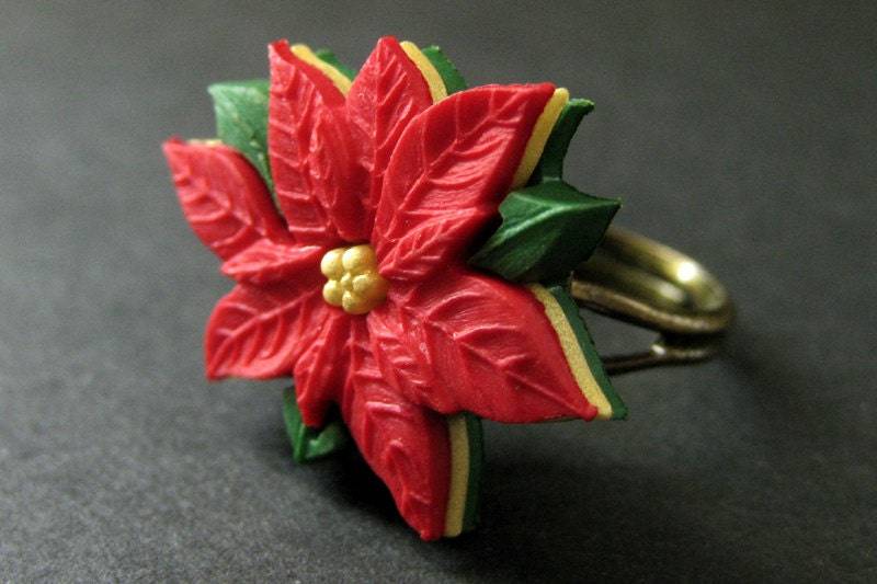Weihnachtsstern Ring. Weihnachts-Ring. Verstellbar Verstellbarer Ring in Bronze. Weihnachtsschmuck. Handmade Schmuck von StumblingOnSainthood