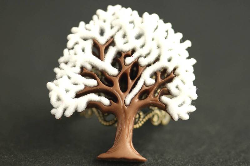 Winterbaum Ring. Winter-Ring. Verschneite Baumscheibe. Schnee Bronze-Ring. Verstellbarer Handmade Schmuck von StumblingOnSainthood