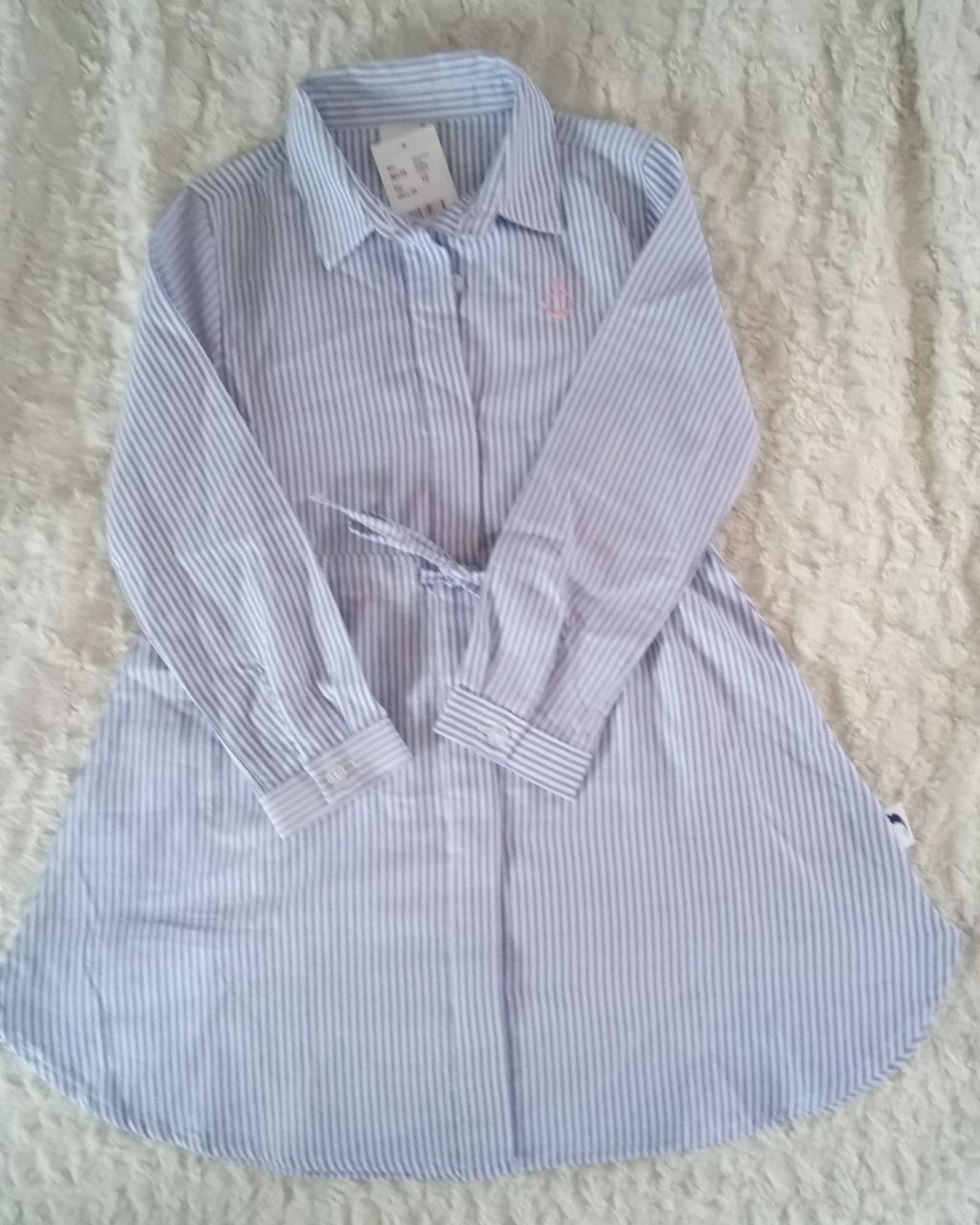 Stummer Kleid Blusenstoff blau gestreift von Stummer