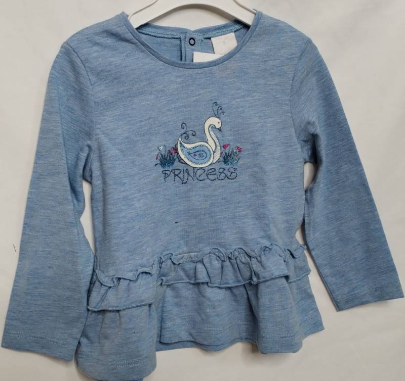 Stummer Longsleeve Mädchen blau Schwan von Stummer