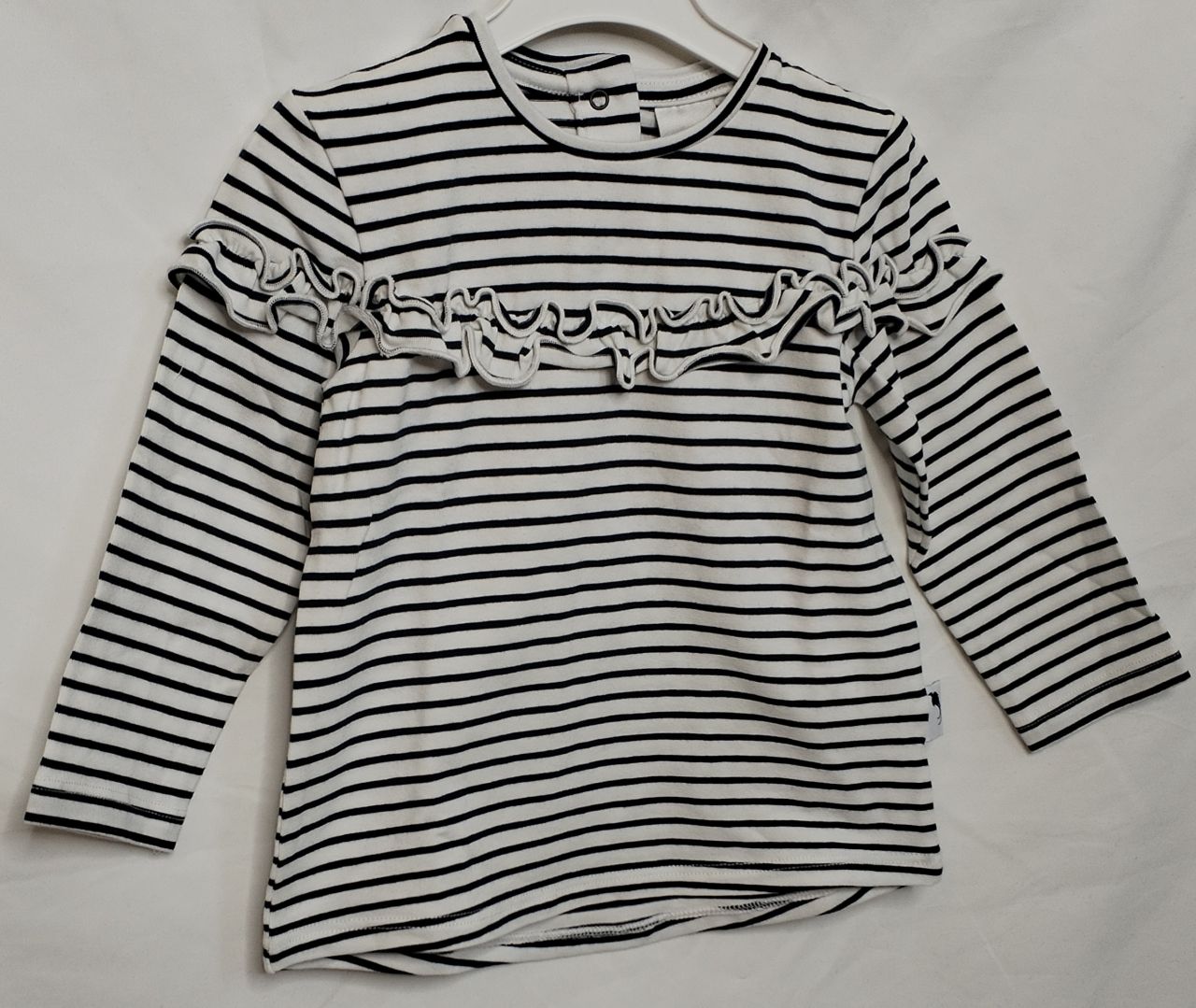 Stummer Longsleeve weiß blau Mädchen Rüschen von Stummer