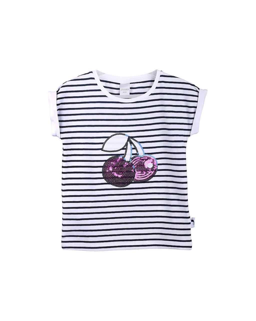 Stummer T-Shirt weiß mit Kirschen und Pailetten Mädchen von Stummer