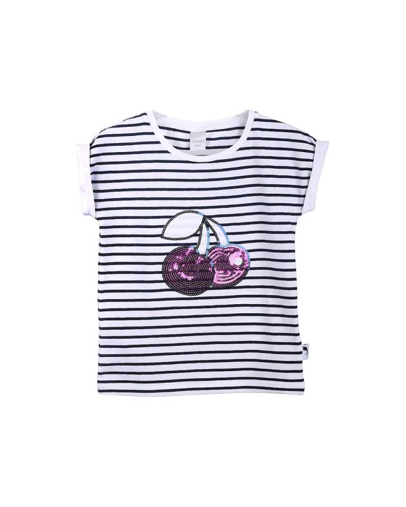 Stummer T-Shirt weiß mit Kirschen und Pailetten Mädchen von Stummer