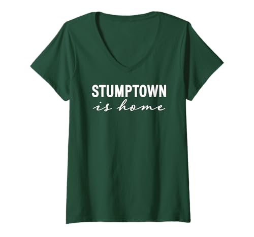 Damen STUMPTOWN IST ZU Hause T-Shirt mit V-Ausschnitt von Stumptown Is Home Portland OR Dual Typeface Shop