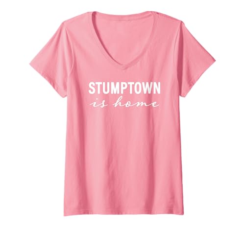 Damen STUMPTOWN IST ZU Hause T-Shirt mit V-Ausschnitt von Stumptown Is Home Portland OR Dual Typeface Shop