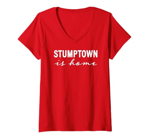 Damen STUMPTOWN IST ZU Hause T-Shirt mit V-Ausschnitt von Stumptown Is Home Portland OR Dual Typeface Shop