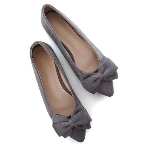 Stunner Damen-Ballerinas mit Schleife und Blumenmuster, spitz zulaufender Zehenbereich, weich, C Grau, 40.5 EU von Stunner