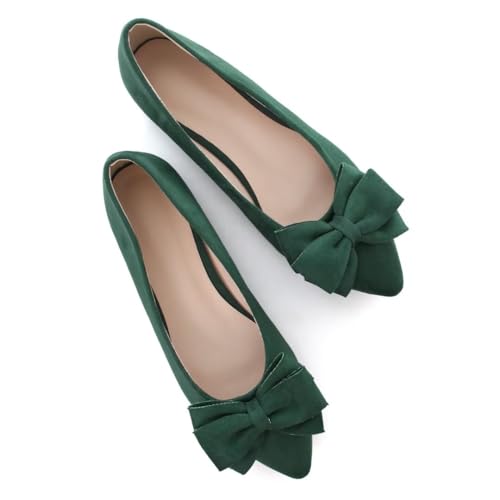 Stunner Damen-Ballerinas mit Schleife und Blumenmuster, spitz zulaufender Zehenbereich, weich, C Grün, 38.5 EU von Stunner