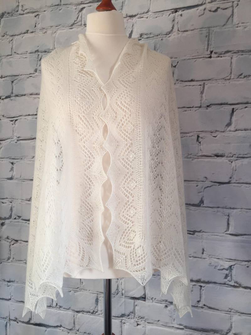 Traumhaft Schöner Kaschmir Lace Schal/Aus 100% Reinem Kaschmir, Farbe Naturweiß von StunningCashmereLace
