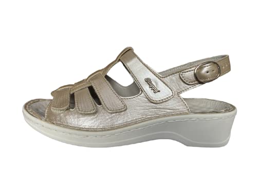 Stuppy Damen Sandalette sabbia Perlato Reflexr-Aktivschuhe aus Leder, Größe 37 bis 42, Damen Größen:38, Farben:beige von Stuppy