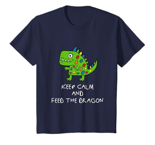 Kinder Keep Calm and Feed the Dragon, Drachen-Motiv, Geschenk T-Shirt von Sturdy Crew Wear