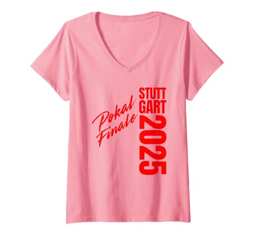 Damen Stuttgart Fussball Kicken Verein Schwaben Fan Sieger Pokal T-Shirt mit V-Ausschnitt von Stuttgart Fussball Verein Berlin Pokalfinale