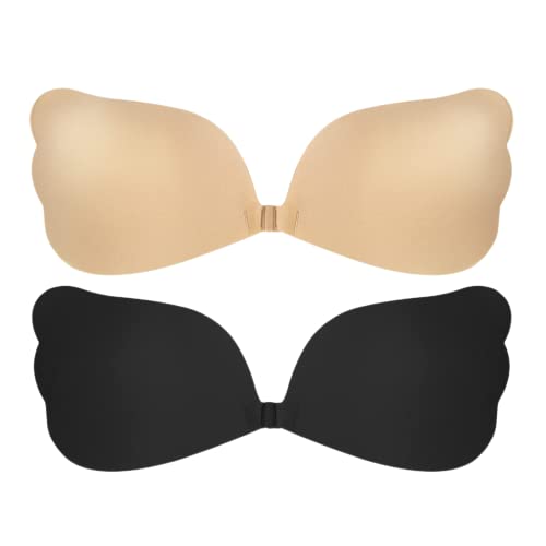 Stycizom Klebe Unsichtbarer Silikon Trägerloser BH 2 Stück Rückenfrei Abdeckungen für Abendkleid Brautkleid rückenfreie Kleidung Wiederverwendbare von Stycizom