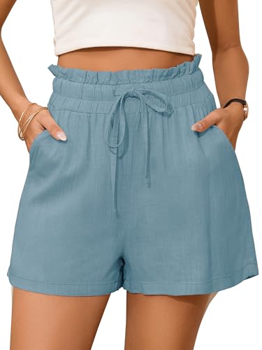 StylSense Kurze Hose Damen Sommer Leinen Musselin Bermuda Shorts Baumwolle High Waist Damen-Shorts mit Tunnelzug und Taschen von StylSense