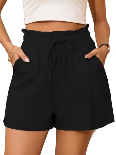 StylSense Kurze Hose Damen Sommer Leinen Musselin Bermuda Shorts Baumwolle High Waist Damen-Shorts mit Tunnelzug und Taschen von StylSense