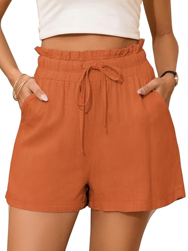 StylSense Kurze Hose Damen Sommer Leinen Musselin Bermuda Shorts Baumwolle High Waist Damen-Shorts mit Tunnelzug und Taschen von StylSense