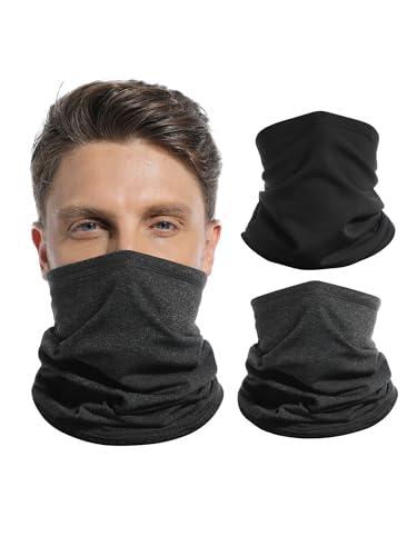 StylSense Winter Loop Schal Herren & Damen 2 Stück Winddicht Fleece Halswärmer Ski Schlauchschal für Outdoor Laufen Radfahren Skifahren（Dunkelgrau+Schwarz von StylSense