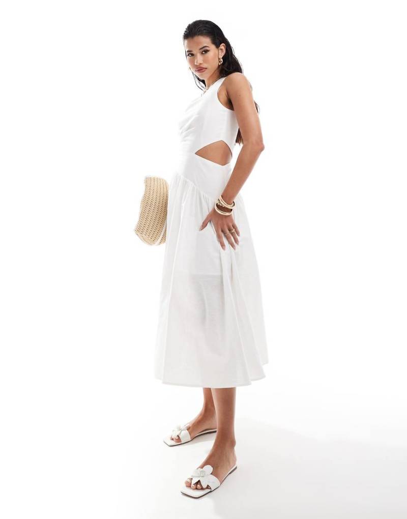 Style Cheat - Baumwoll-Maxikleid in Weiß mit One-Shoulder-Träger von Style Cheat