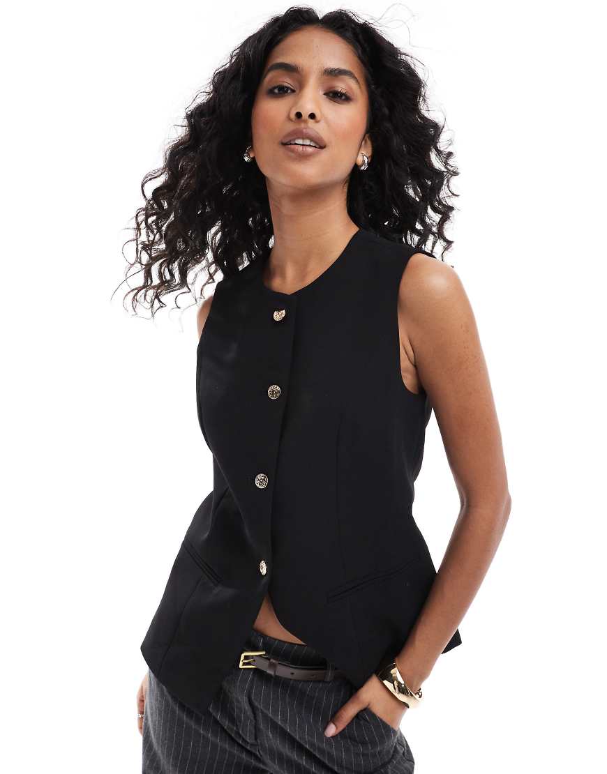 Style Cheat - Weste in Schwarz mit Knopfleiste von Style Cheat