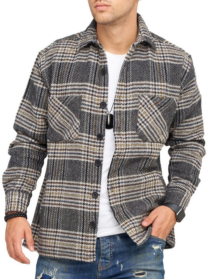 Style-Division Flanellhemd - Overshirt Sweatjacke für Herren Dickes Langarmhemd als Übergangsjacke von Style-Division