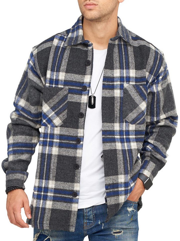 Style-Division Flanellhemd - Overshirt Sweatjacke für Herren Dickes Langarmhemd als Übergangsjacke von Style-Division