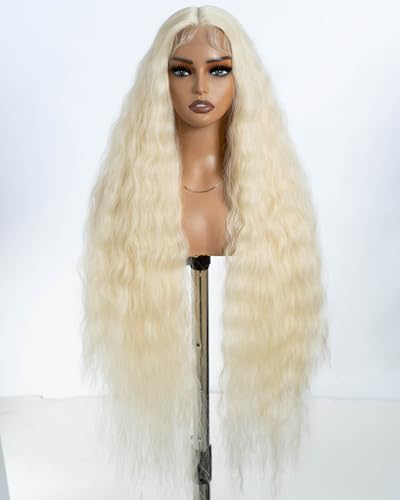 Style Icon 613 blond Super lange Lace Front Perücke 104 cm lange lockige Perücke Perücke für Damen Super lange gewellte synthetische Spitzenperücke T Part Lace Perücke Hitzebeständige Faser von Style Icon