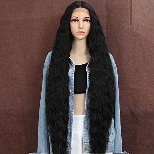 Style Icon Lace Front Perücken Perücken 100cm lang gewellt Synthetische Perücken für Frauen Low Medium Part Hitzebeständige Fasern Lace Front (1B) von Style Icon