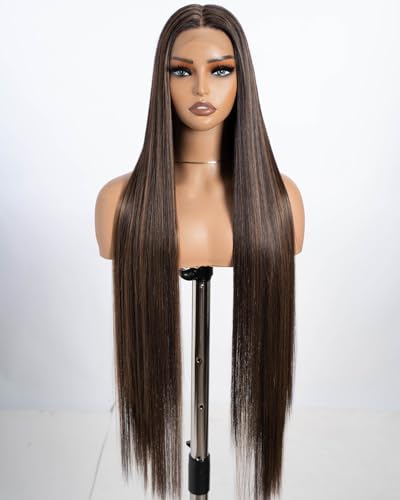 Style Icon Perücke 38 Inches Super Long Straight Lace Front Wig for Women Synthetic Lace Front Wig Middle Part Lace Wig 150% Density (P4/27) von Style Icon