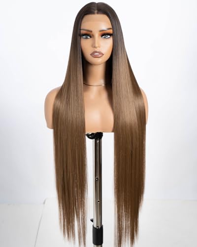 Style Icon Perücke 38 Inches Super Long Straight Lace Front Wig for Women Synthetic Lace Front Wig Middle Part Lace Wig 150% Density (TT6/30W) von Style Icon