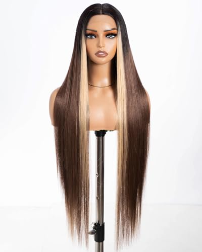Style Icon Perücke 38 Inches Super Long Straight Lace Front Wig for Women Synthetic Lace Front Wig Middle Part Lace Wig 150% Density (TTOL4/30S/26J) von Style Icon