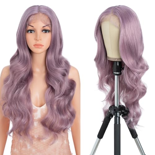 Style Icon Perücke Lace Front Wig Human Hair Quality Long Wavy Curly Synthetic Hair Wigs for Women 26 inches Heat Resistant Fiber 150% Density (Middle Part 26 Inch, QTASHPU) von Style Icon
