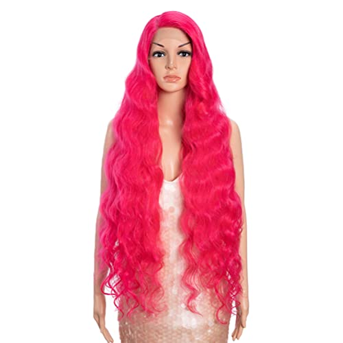 Style Icon Super Lange Locken Perücken für Frauen 91cm Hot Rosa Seite Teil Lace Front Perücken Vorgezupft mit Baby Haar Synthetische Hochtemperatur-Faser von Style Icon
