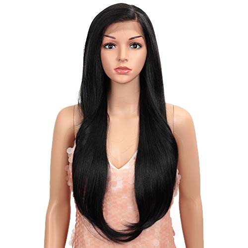 Style Icon Perücke Damen Perücke Schwarz 13x4 Lace Front Wigs 71 cm glatt Kunsthaar Perücken synthetische Faser Straight von Style Icon