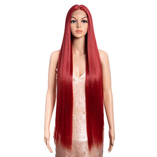 Style Icon Perücken Lace Front Wigs 94cm Super Lange Spitze Front Seidig Gerade Haare Perücken Für Frauen Weichen Haarersatz Synthetische Perücken (M.RED) von Style Icon