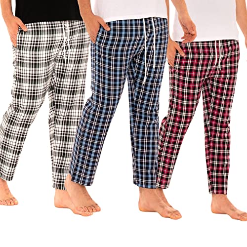 Herren 2er-Pack Loungehose Multipack Kariert Woven Pyjamas Casual Super Soft Cotton Elasticated Bottoms Sleepwear Pjs Nightwear, 3 Stück - Option a, L von Style It Up