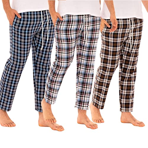 Herren 2er-Pack Loungehose Multipack Kariert Woven Pyjamas Casual Super Soft Cotton Elasticated Bottoms Sleepwear Pjs Nightwear, 3er-Pack - Option B, XL von Style It Up