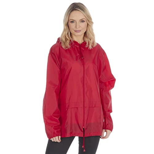 Modische Regenjacke, einfarbig, unisex, mit Kapuze, für Erwachsene Gr. XXXL, rot von Style It Up