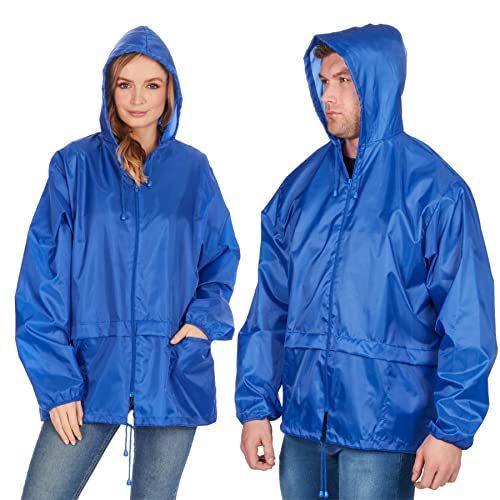 Modische Regenjacke, einfarbig, unisex, mit Kapuze, für Erwachsene Gr. XXXXX-Large, blau von Style It Up
