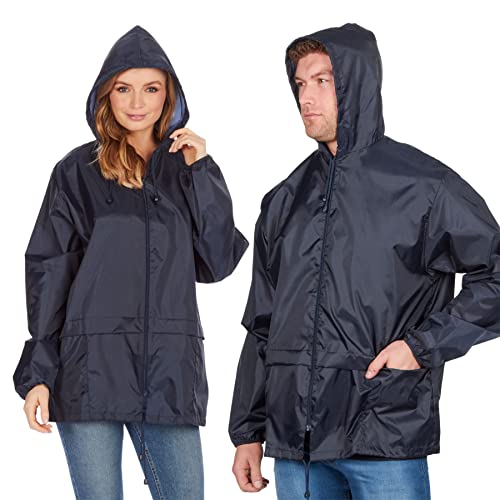 Style It Up Unisex Regenmantel Mac Kagoul Jacke, wasserdicht, mit Kapuze, Cagoul Gr. XXXXXX-Large, navy von Style It Up