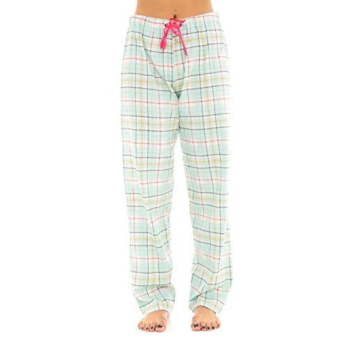 Style It Up Damen Flanell gewebte Loungehose Damen Schlafanzug Schlafhose Leicht Nachtkleidung Weiche Baumwolle Rich Weit Bein, mint, Small von Style It Up