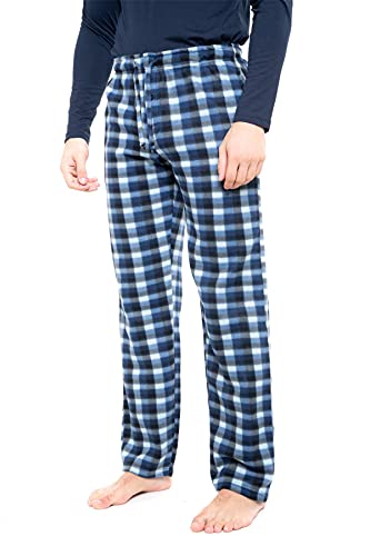 Style It Up Herren-Schlafanzug, Pyjama, Hose, Schottenkaro, einfarbig, weich, warm, Fleece, blau-navy, L von Style It Up