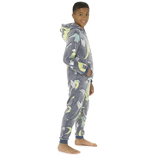 Style It Up Kinder Jungen Mädchen Glow In The Dark All In One Piece Soft Warm Fleece Pyjamas PJ, Dinosaurier, 13 Jahre von Style It Up