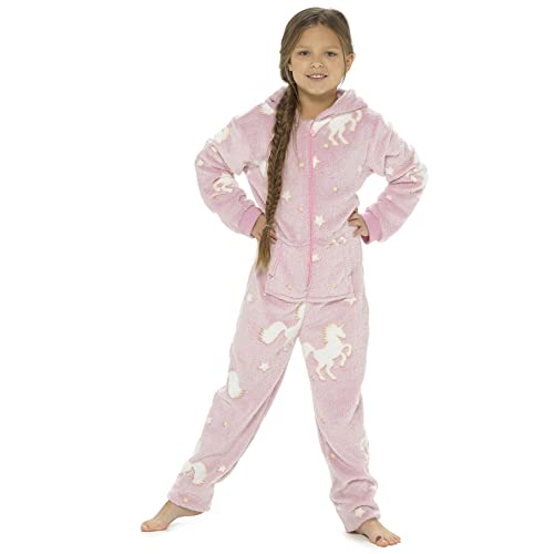 Style It Up Kinder-Schlafanzug für Jungen und Mädchen, leuchtet im Dunkeln, weich, warm, Fleece, PJ, Einhorn, 13 Jahre von Style It Up