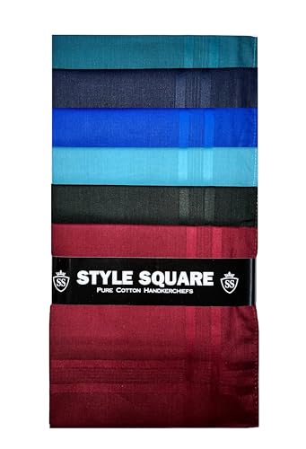 Style Square Herren Taschentücher 100% Reine Weiche Baumwolle Taschentuch Muster Farbiges Einstecktuch Einstecktuch Tolles Geschenk 43 x 43 cm, Sortiertes 6er-Set – AS-80297, 43 CM von Style Square