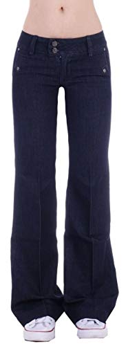 Damen Bootcut Hosen Hüftjeans Jeans Schlagjeans blau Schlag-Hose-n Damenjeans Damen-Hose-n Jeans-Hose-n Hüft-Hose-n Niedrige-r Leib-Höhe Bund Weite-m-s Bein Mega Großer Blau-e Gr Größe XL 42 von Style-Station